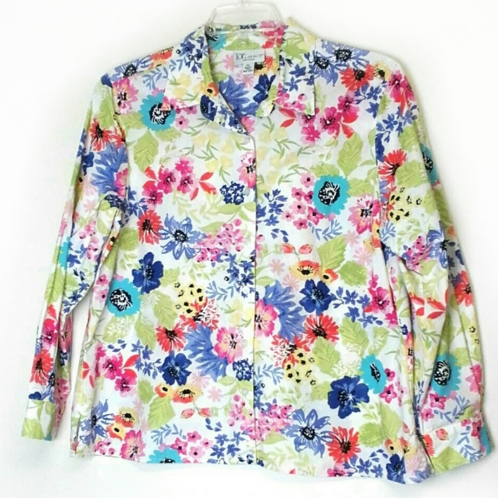 The TOG Shop Floral Button Front Shirt Size LP